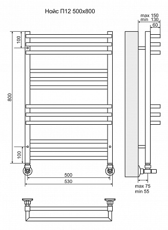 Нойс П12 500х800 Полотенцесушитель  TERMINUS Нижневартовск - фото 3