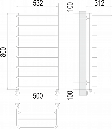 Полка П8 500х800  Полотенцесушитель  TERMINUS Нижневартовск - фото 3