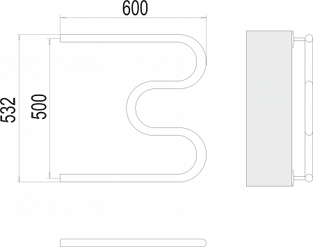 М-обр AISI 32х2 500х600 Полотенцесушитель  TERMINUS Нижневартовск - фото 3