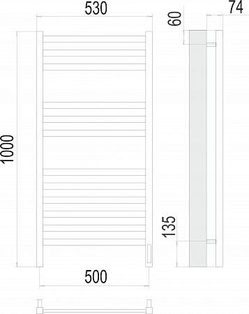 Енисей П12 500х1000  электро (sensor quick touch) Полотенцесушитель TERMINUS  Нижневартовск - фото 3