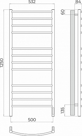 Классик П12 500х1250 Электро (quick touch) Полотенцесушитель TERMINUS Нижневартовск - фото 3