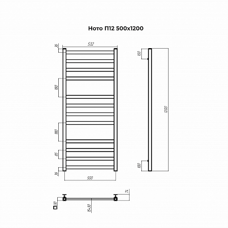 Ното П12 500х1200 Полотенцесушитель TERMINUS Нижневартовск - фото 3