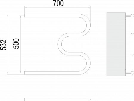 М-обр AISI 32х2 500х700 Полотенцесушитель  TERMINUS Нижневартовск - фото 3