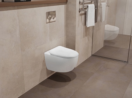 Подвесной унитаз безободковый Terminus Енисей Монолит 560х390 белый Нижневартовск - фото 1