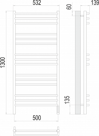 Прато П15 500х1300 электро (sensor quick touch) Полотенцесушитель  TERMINUS Нижневартовск - фото 3