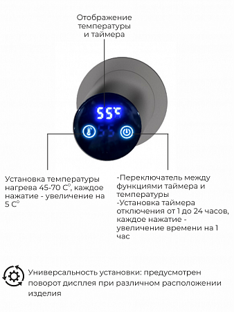 Рондо П2 350х760 электро Полотенцесушитель TERMINUS Оружейная сталь Нижневартовск - фото 5