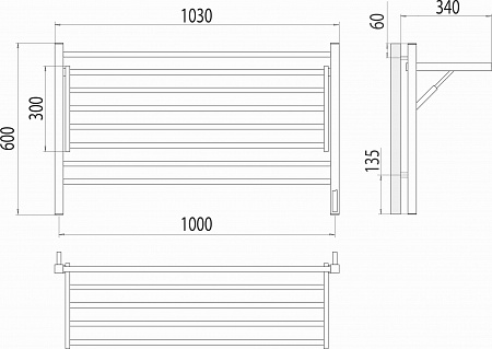 Горизонт П8 1000х600 электро КС ЧЕРНЫЙ МУАР (sensor quick touch) Полотенцесушитель TERMINUS Нижневартовск - фото 5